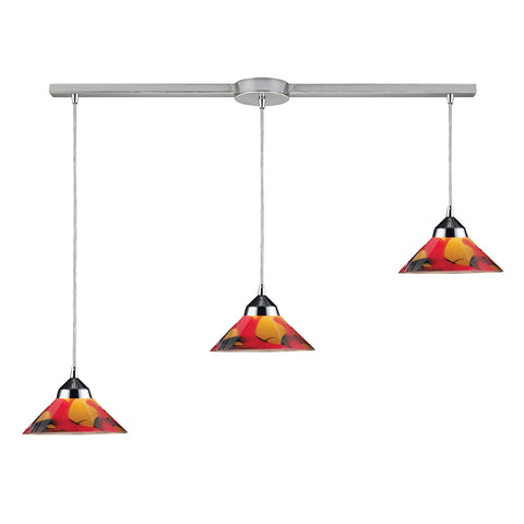 Refraction 3 Light Pendant In Polished Chrome And Jasper Glass