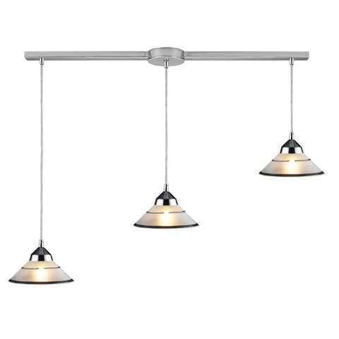 Refraction 3 Light Pendant In Polished Chrome And Etched Clear Glass