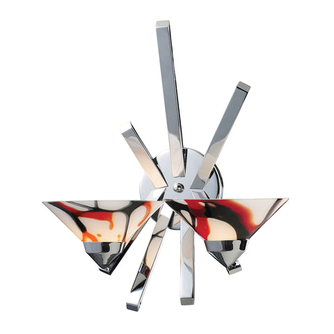 Refraction 2 Light Wall Sconce In Polished Chrome And Creme White Glass