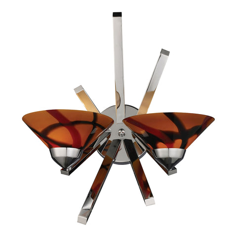 Refraction 2 Light Wall Sconce In Polished Chrome And Jasper Glass