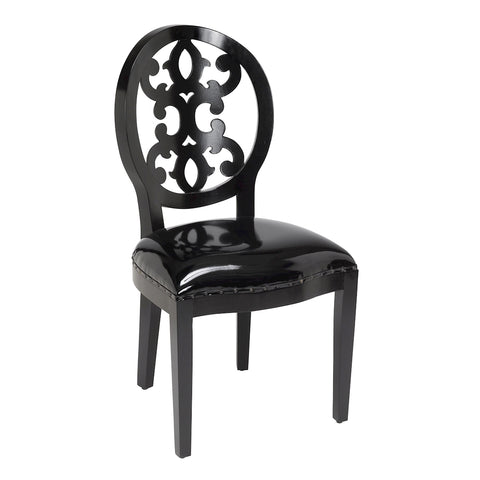 Baroque Side Chair In Gloss Black