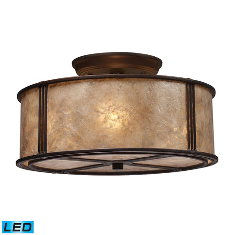 Barringer 3 Light LED Semi Flush In Aged Bronze And Tan Mica