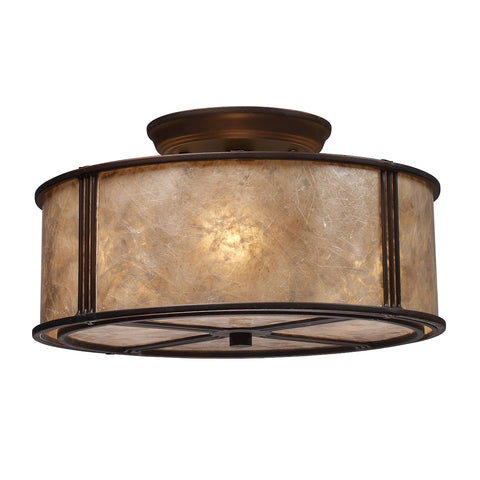 Barringer 3 Light Semi Flush In Aged Bronze And Tan Mica