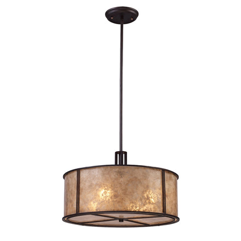 Barringer 4 Light Pendant In Aged Bronze And Tan Mica