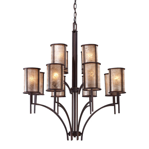 Barringer 8+4 Light Chandelier In Aged Bronze And Tan Mica