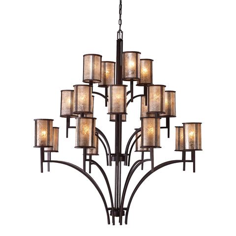 Barringer 8+8+4 Light Chandelier In Aged Bronze And Tan Mica