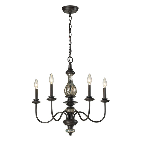Veronica 5 Light Chandelier In Vintage Rust And Antique Mercury Glass