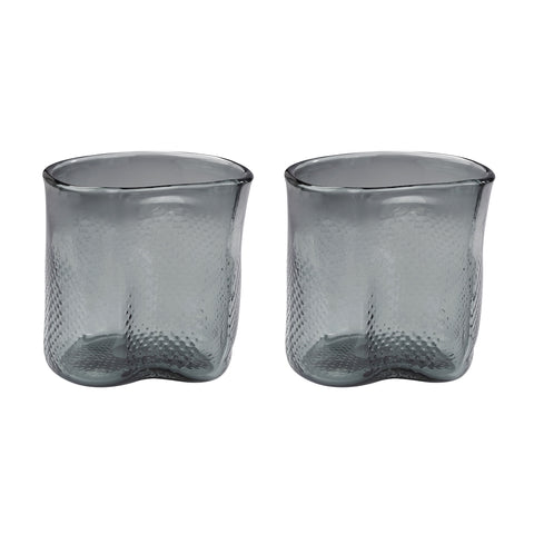 Fish Net Glass Vases In Grey - Set of 2