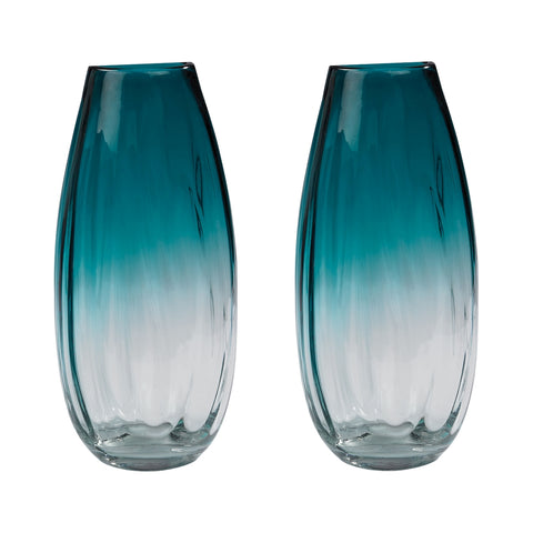 Aqua Ombre Vases - Set of 2
