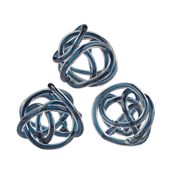 Navy Blue Glass Knots - Set of 3