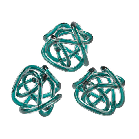 Aqua Glass Knots - Set of 3