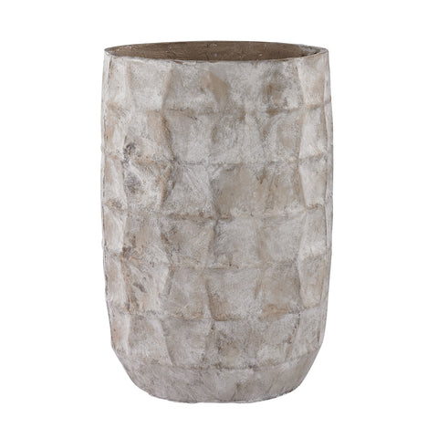 Aged Powdered Vase With Faceted Texture