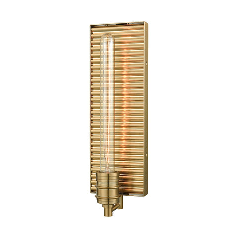Corrugated Steel 1 Light Wall Sconce In Satin Brass
