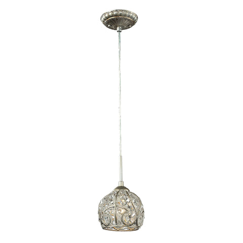 Elizabethan 1 Light Mini Pendant In Aged Silver