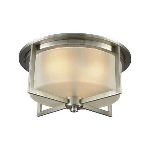 Vancourt 3 Light Flush In Satin Nickel With Frosted Glass