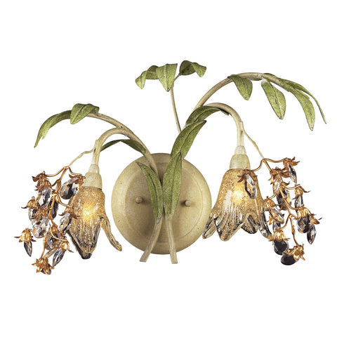 Huarco 2 Light Wall Sconce In Seashell And Green