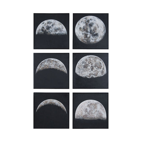 Moon Shadows Hand Painted Wall Art - Set of 6