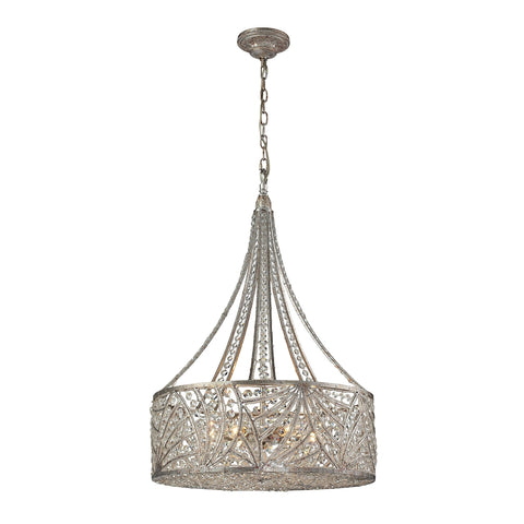 Renaissance 6 Light Pendant In Sunset Silver