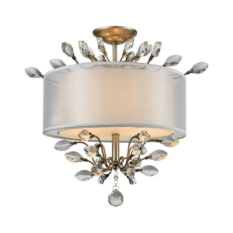 Asbury 3 Light LED Semi Flush In Aged Silver