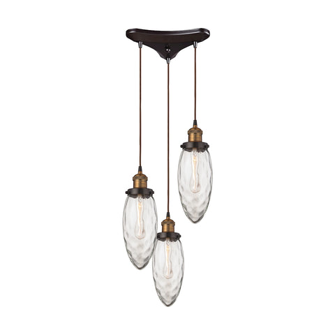 Owen 3 Light Pendant In Oil Rubbed Bronze And Antique Brass