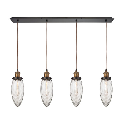 Owen 4 Light Pendant In Oil Rubbed Bronze And Antique Brass