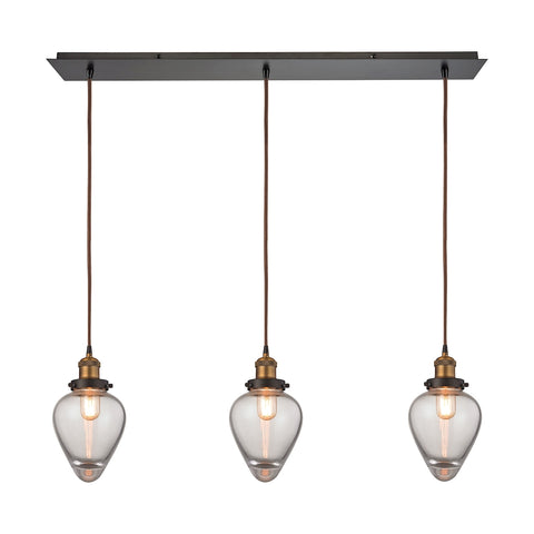Bartram 3 Light Pendant In Oil Rubbed Bronze And Antique Brass