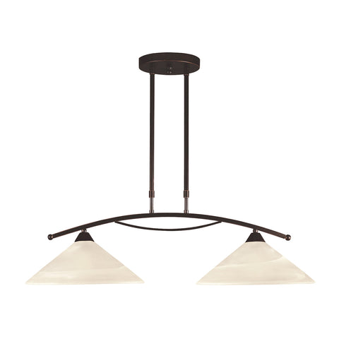 Elysburg 2 Light Island In Oil Rubbed Bronze And White Glass