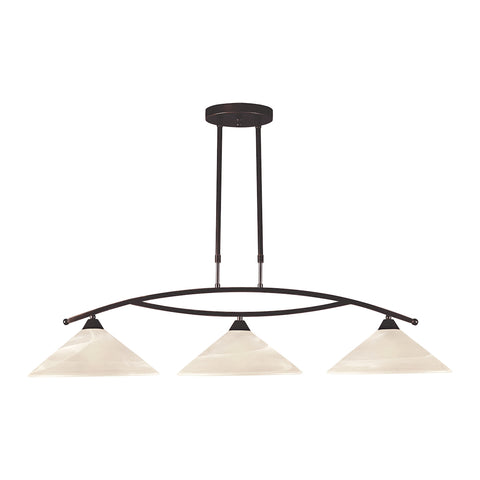 Elysburg 3 Light Island In Oil Rubbed Bronze And White Glass