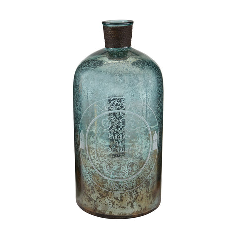 18-Inch Aqua Antique Mercury Glass Bottle