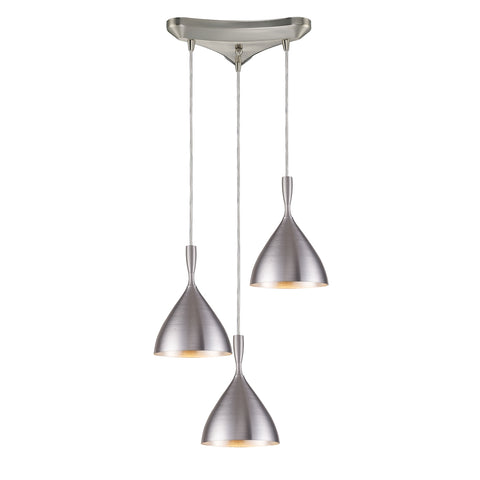 Spun Aluminum 3 Light Pendant In Aluminum