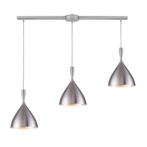 Spun Aluminum 3 Light Pendant In Aluminum