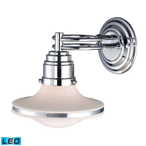 Retrospective 1 Light LED Wall Sconce In Polished Chrome And Opal White Glass