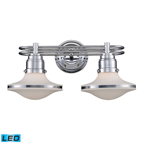 Retrospective 2 Light LED Vanity In Polished Chrome And Opal White Glass