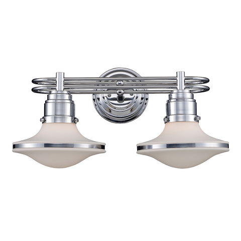 Retrospective 2 Light Vanity In Polished Chrome And Opal White Glass