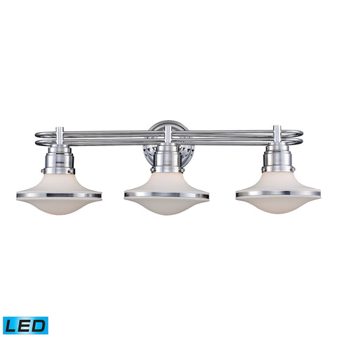 Retrospective 3 Light LED Vanity In Polished Chrome And Opal White Glass