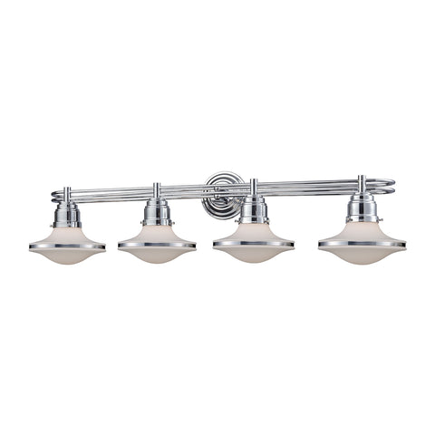 Retrospectives 4 Light Vanity In Polished Chrome With Opal White Glass