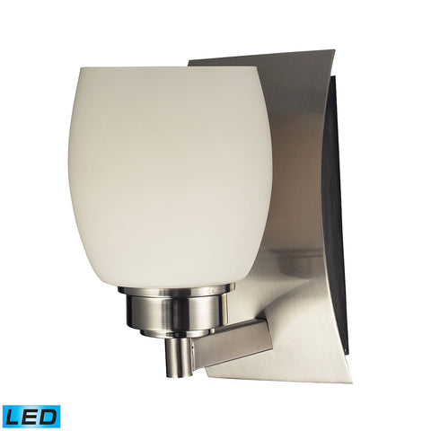 Northport 1 Light LED Vanity In Satin Nickel And Opal White Glass