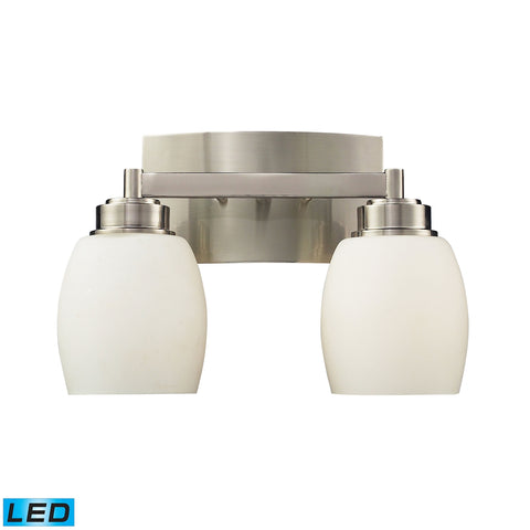 Northport 2 Light LED Vanity In Satin Nickel And Opal White Glass