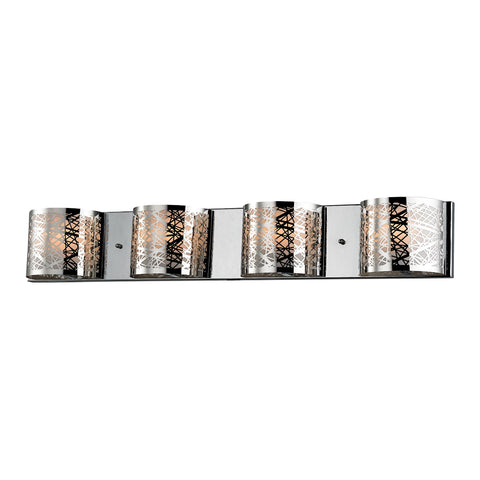 Ventor 4 Light Vanity In Polished Chrome And Etched Stainless Steel