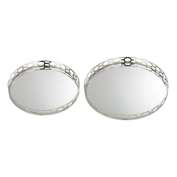 Set of 2 Mirrored Ring Tray