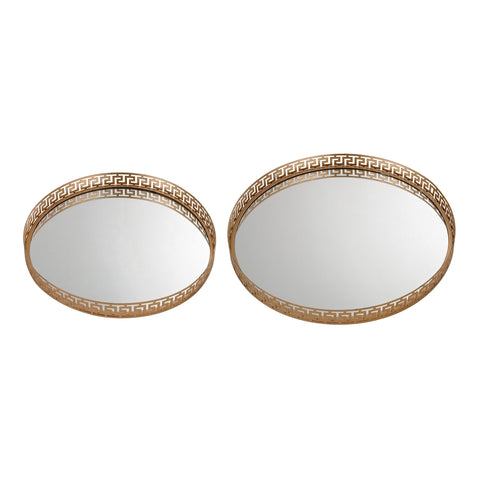 Mirrored Greek Key Tray - Set of 2