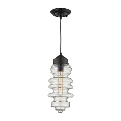 Cipher 1 Light Pendant In Oil Rubbed Bronze And Clear Glass