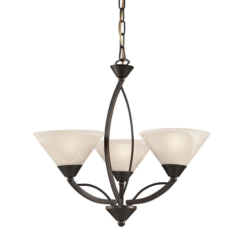 Elysburg 3 Light Chandelier In Oil Rubbed Bronze And White Glass