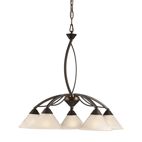 Elysburg 5 Light Chandelier In Oil Rubbed Bronze And White Glass