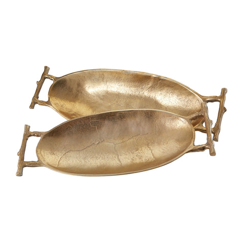 Gold Twig Handle Trays