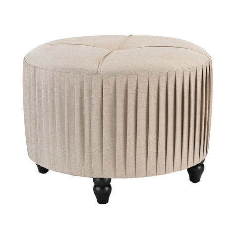 Pleated Ottoman In Natural Linen