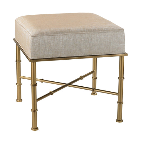 Gold Cane Bench In Cream Metallic Linen