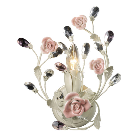 Heritage 1 Light Vanity In Cream With Pink Porcelain Accents