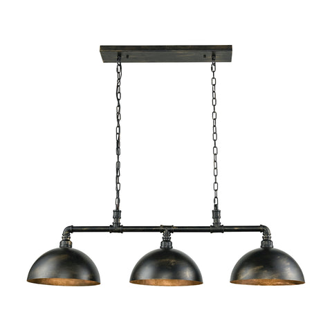 Mulvaney 3 Light Billiard Light In Black/Brushed Gold Accents