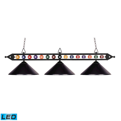 Designer Classics 3 Light LED Billiard In Matte Black